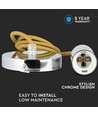 Suspension E27 en chrome avec câble beige - Max. 60W, Ø3,6cm, sans source lumineuse