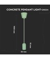 Suspension en béton vert, E27 - Ø50cm, hauteur 95cm, sans source lumineuse, garantie 5 ans