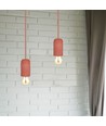 Suspension en béton rouge, douille E27 - Ronde, Ø5cm, sans source lumineuse, IP20 intérieur