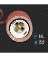 Suspension en béton rouge, douille E27 - Ronde, Ø5cm, sans source lumineuse, IP20 intérieur