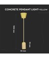 Suspension en béton jaune, douille E27 - Max 60W, Ø5cm, sans source lumineuse