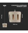 Suspension Ø18cm en béton - Douille E27, max 60W, câble 1m, IP20 intérieur