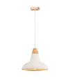 Suspension Ø29cm en béton et bois - Douille E27, câble 1m, IP20 intérieur