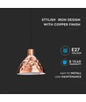 Suspension E27 en or rose, design vintage - Max 60W, câble 1m, Ø22cm, sans source lumineuse