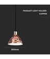 Suspension E27 en cuivre, Ø30cm - Câble 1m, IP20, max 60W, sans source lumineuse