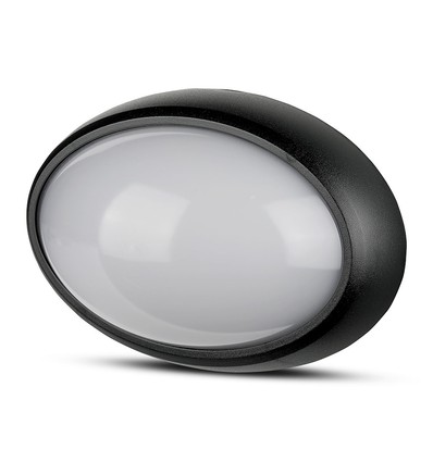 Plafonnier LED ovale 8W - IP54, noir, 18,7 x 12,6 cm, montage mur/plafond, source lumineuse incl.