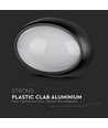 Plafonnier LED ovale 8W - IP54, noir, 18,7 x 12,6 cm, montage mur/plafond, source lumineuse incl.