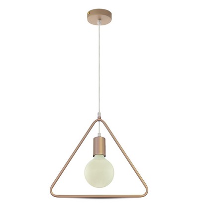 Suspension triangulaire géométrique, Champagne or - Douille E27, câble 1m, métal, max 60W
