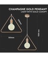 Suspension triangulaire géométrique, Champagne or - Douille E27, câble 1m, métal, max 60W