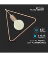 Suspension triangulaire géométrique, Champagne or - Douille E27, câble 1m, métal, max 60W