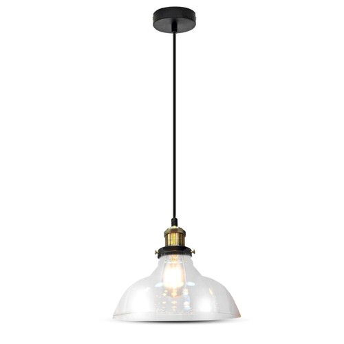 Suspension en verre E27 Ø24,5cm - Transparent, max 60W, hauteur 110cm, base en métal