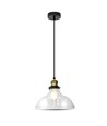 Suspension en verre E27 Ø24,5cm - Transparent, max 60W, hauteur 110cm, base en métal