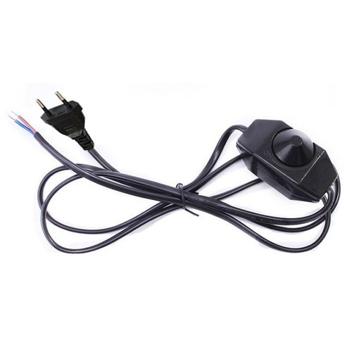 Variateur de lumière avec câble - 1,8 m, 5-100W, 230V, variateur rotatif, noir