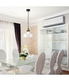 Suspension en verre E27 Ø24,5cm - Transparent, max 60W, hauteur 110cm, base en métal