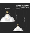 Suspension en verre E27 Ø24,5cm - Transparent, max 60W, hauteur 110cm, base en métal
