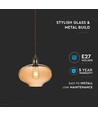 Suspension en verre Ø26cm, E27 - Ambre, hauteur 115cm, sans source lumineuse