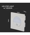 Spot LED encastrable 3W avec capteur - 4000K, capteur 130 degrés, aluminium, bord blanc