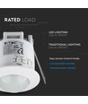 Détecteur de mouvement PIR encastrable - 360°, max 300W LED, blanc, IP20, temps et luminosité réglables