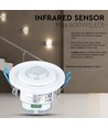 Détecteur PIR de plafond à tête mobile, réglable - 360 degrés, max 400W LED, blanc