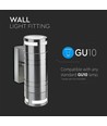 Applique murale GU10 avec éclairage haut/bas - Acier inoxydable, IP44 extérieur, sans source lumineuse