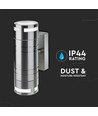 Applique murale GU10 avec éclairage haut/bas - Acier inoxydable, IP44 extérieur, sans source lumineuse