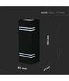 Applique murale carrée GU10 avec éclairage haut/bas - IP44 extérieur, noir, acier inoxydable, sans source lumineuse