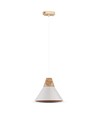 Suspension Ø25cm avec tête en bois, E27 - Blanc, aluminium, garantie 5 ans, sans source lumineuse