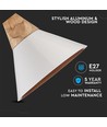 Suspension Ø25cm avec tête en bois, E27 - Blanc, aluminium, garantie 5 ans, sans source lumineuse