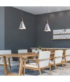 Suspension E27 blanche avec tête en bois - Max 60W, fer, sans source lumineuse