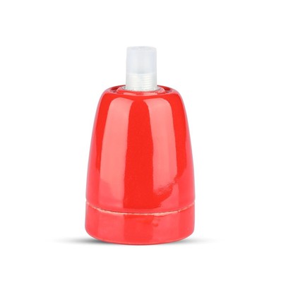 Douille E27 en porcelaine, rouge - Max 60W, Ø4,7cm, pour suspension