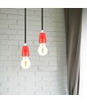 Douille E27 en porcelaine, rouge - Max 60W, Ø4,7cm, pour suspension