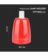 Douille E27 en porcelaine, rouge - Max 60W, Ø4,7cm, pour suspension