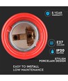 Douille E27 en porcelaine, rouge - Max 60W, Ø4,7cm, pour suspension