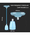 Kit douille E27 en porcelaine, bleu - Max 60W, Ø10,5cm, avec câble, suspension