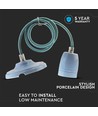 Kit douille E27 en porcelaine, bleu - Max 60W, Ø10,5cm, avec câble, suspension