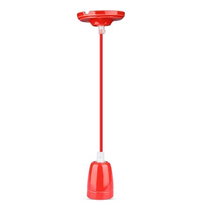 Lampe en porcelaine haute fréquence avec douille E27 - rouge