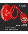 Lampe en porcelaine haute fréquence avec douille E27 - rouge