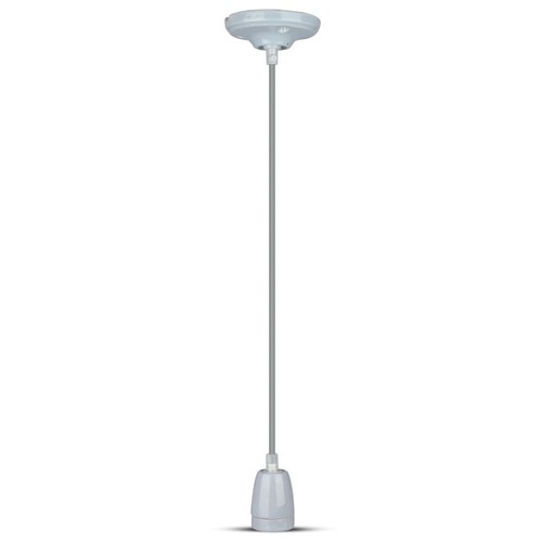 Douille E27 en porcelaine avec câble - Gris, suspension, max 60W