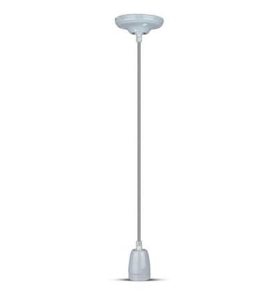 Douille E27 en porcelaine avec câble - Gris, suspension, max 60W