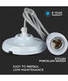Douille E27 en porcelaine avec câble - Gris, suspension, max 60W