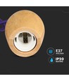 Suspension E27 en noyer avec cordon textile violet - Ø7,3 cm, câble 1 mètre, sans source lumineuse