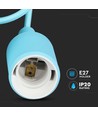 Suspension E27 en silicone bleu clair - câble 1m, sans source lumineuse