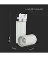 Spot sur rail monophasé 30W, RA95 - 24 degrés, blanc, 6400K, 5 ans de garantie