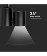 Spot sur rail LED 15W, RA95 - 24 degrés, Noir, 5 ans de garantie