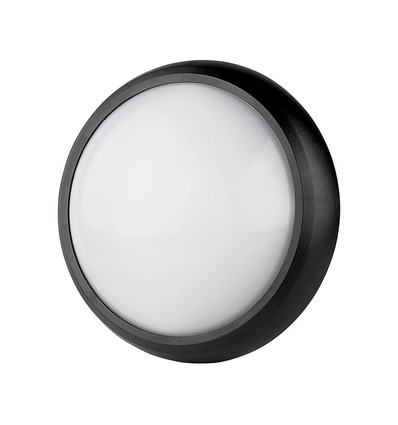 Plafonnier LED 12W - IP54, Ø22cm, bord noir, 3000K, source lumineuse incl.