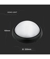 Plafonnier LED 12W - IP54, Ø22cm, bord noir, 3000K, source lumineuse incl.