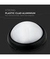 Plafonnier LED 12W - IP54, Ø22cm, bord noir, 3000K, source lumineuse incl.