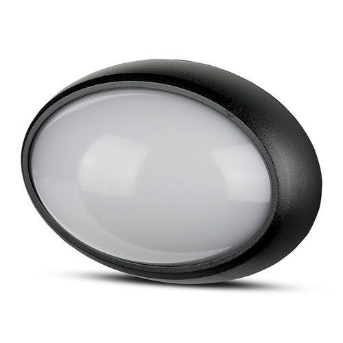Plafonnier/applique LED ovale 12W - IP54, noir, 3000K, 24,2 x 16,5 cm