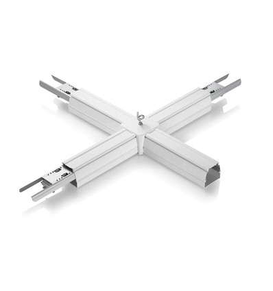 Connecteur en X pour système de rail 8 fils