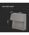 Luminaire d'escalier LED 3W en saillie - IP65, Gris, 4000K, 210lm